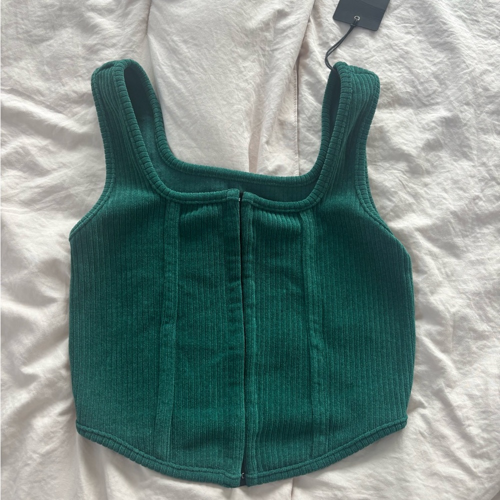Chaser Green Ribbed Bustier Tank Top